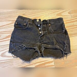 Black Distressed Denim Shorts
